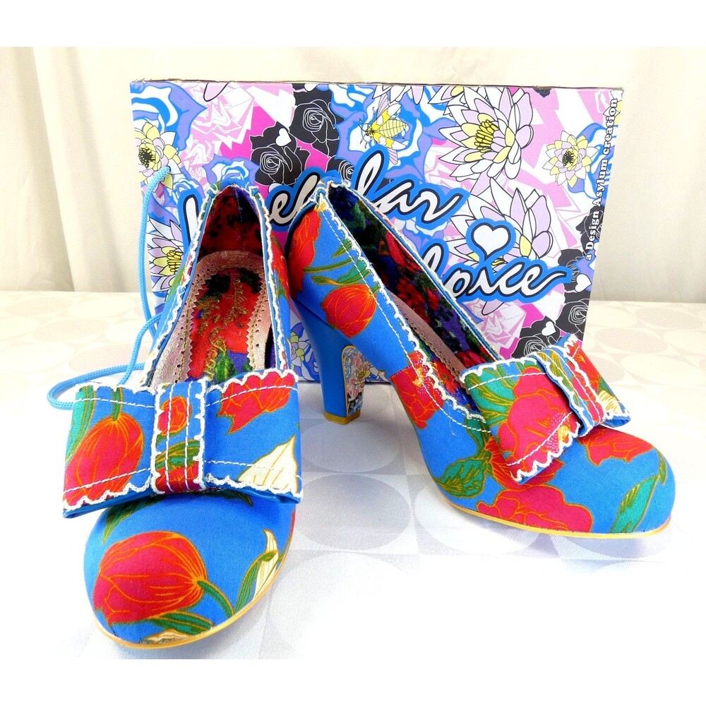 IRREGULAR CHOICE Summer Freckles Blue Red Heels NIB Size 41 Pin Up